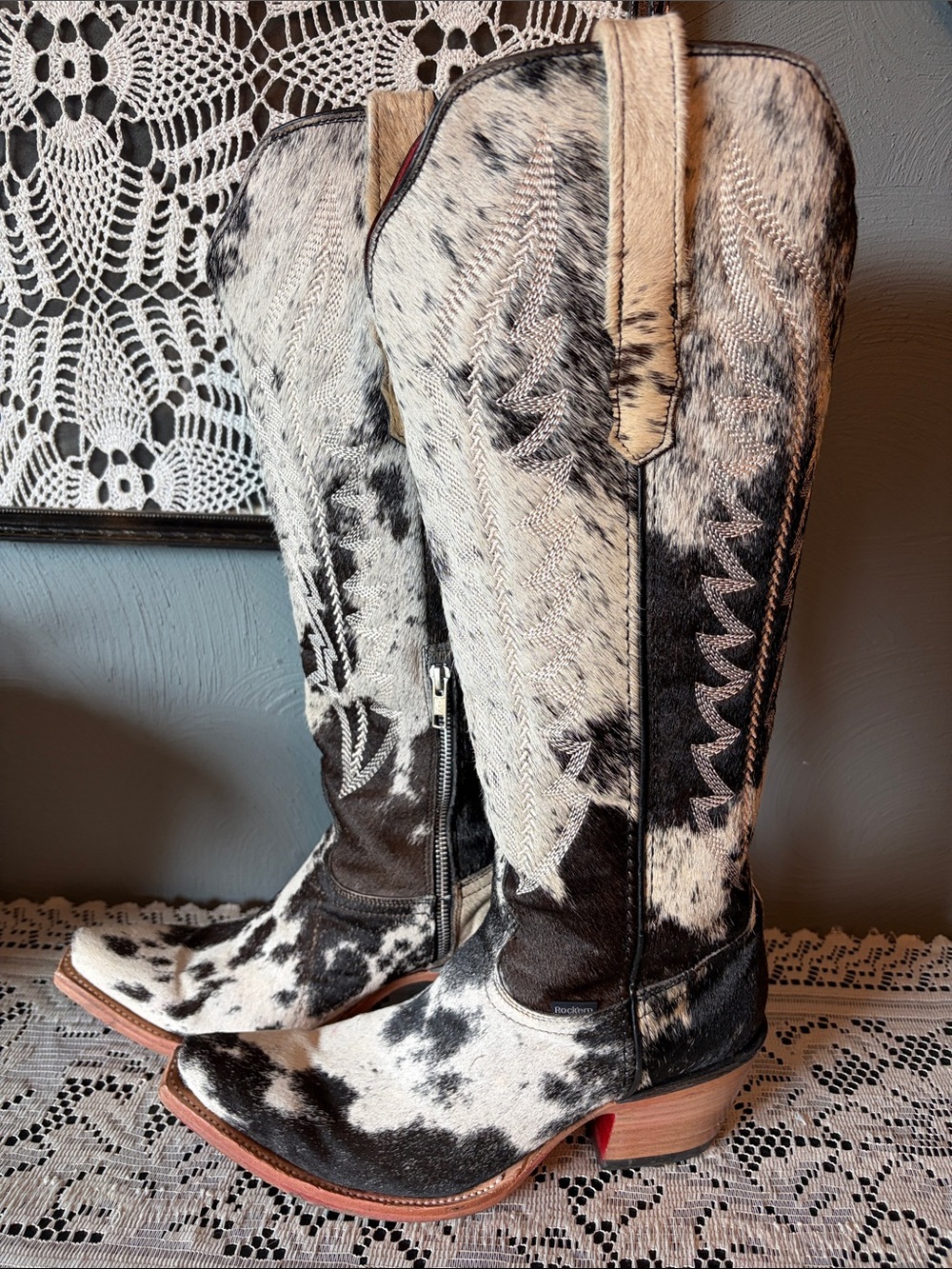 Charlotte tall cowhide snip Toe cowgirl boot